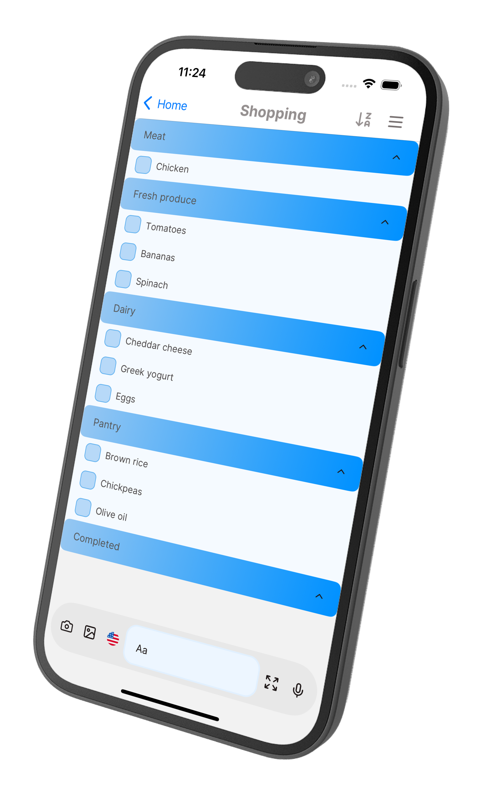 Shopping list demo